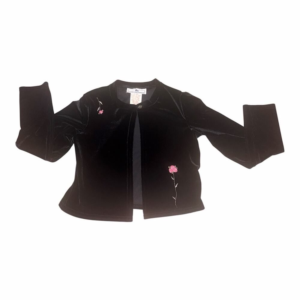 Jonathan Martin Girl Velvet Cardigan/Flower Embroidery/Special Occassion/Formal